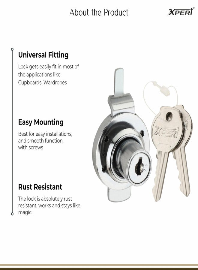 Xpert Multi-Purpose Lock Pack of 4, Silver, Modern, Manual Key Control Locks for Wardrobe, Drawer, Cupboard, Almirah, Cabinet and Office Use - Image 3